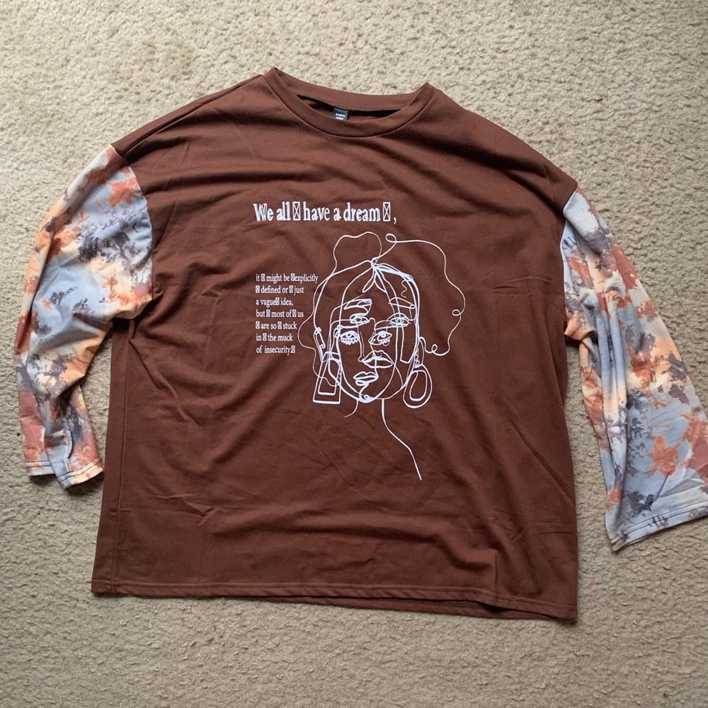 Plus Size Brown Graphic Sweater